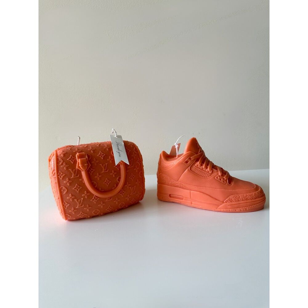 Speedy Bag Candle - Orange with cent Home Decor Purse Novelty Designer Gift.
